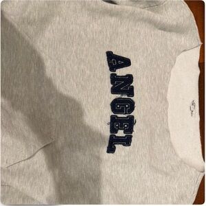 Light Gray 'ANGEL' Graphic Crewneck Sweatshirt - Women